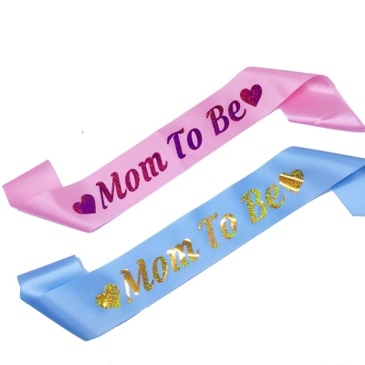 Custom logo Pink Sash mom to Be Baby Shower Party Gifts party satin sash