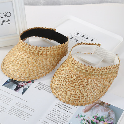 2019 Straw Hat Summer Hand-Woven Raffia Air Top Female Hat Sun-Proof Duck Tongue Holiday Traveling Sun Hat