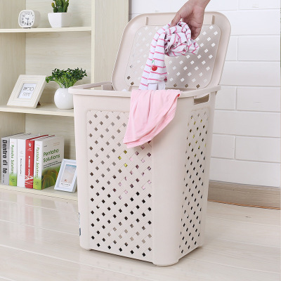 Foreign trade home with cover plastic rattan woven laundry basket dirty clothes basket clothes toys basket