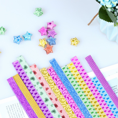 Children's Handmade DIY Folding XINGX New Candy Color Color Flash Glitter Gold Powder XINGX Paper Folding Strip Wholesale