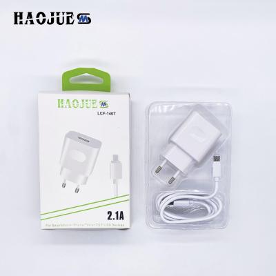Mobile phone charger set with round flat insert 2.1a fast charging band data cable Apple Type-C Android Universal