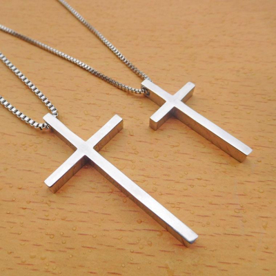 Stainless steel jewelry without word smooth cross necklace lovers necklace men and women necklace wholesale necklace