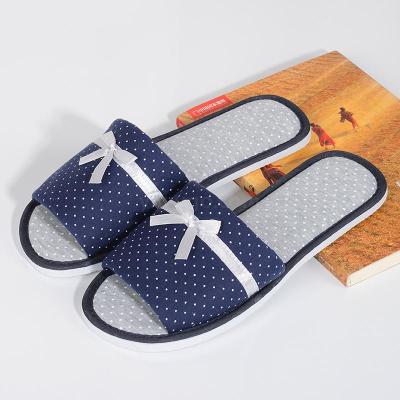 Japanese bowknot cotton slippers Ladies Summer home lovely wooden floor soft bottom non-slip silent household slippers