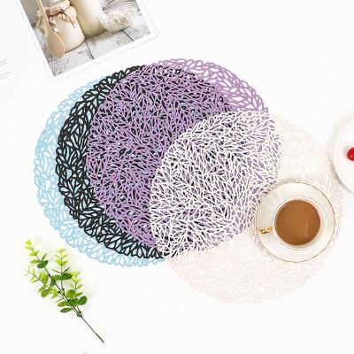 Creative New round Hollow Heat Proof Mat Hotel Restaurant Non-Slip Coffee Cup Mat Environmental Protection PVC Placemat Manufacturer