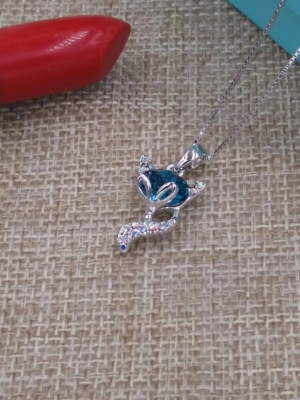 Sterling Silver Necklace with Swarovski Crystal, Shiny