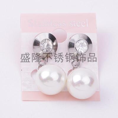 Stainless steel Korean wind sweet temperament simple pearl earrings fashion popular temperament earrings
