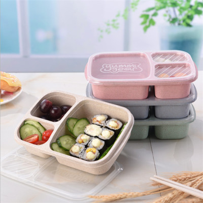 Compartment Three - Grade lunch box Bento box Transparent Cover Work travel portable Tableware