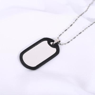 Square pendant with glossy stainless steel American Soldier's tag can be customized for lettering