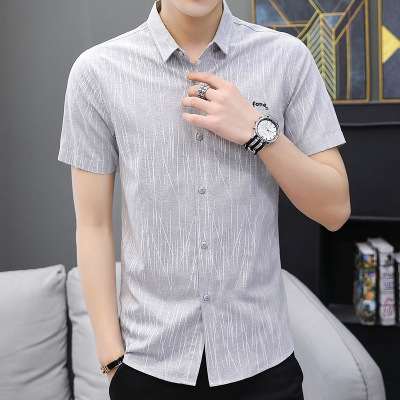 New men's business casual short sleeve youth shirt hot style fashion summer slim and easy to iron shirt men's shirt