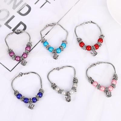 Stainless Steel Beads Bracelet with Small Crown Jewelry Factory Direct Sales Customizable European and American Ins Style