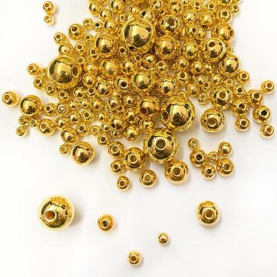 Electroplating Beads Golden Balls 4 ~ 12mm Perforated Hydroplating Beads round Beads Straight Hole Bag Ball Plunger Spacer Beads DIY Bead Accessories