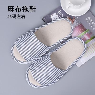 Linen slippers for ladies in summer indoor lovers with non-slip soft soles for guests