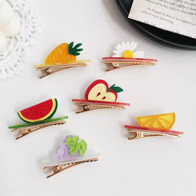 Small Fresh Accessories strawberry Small fruit Hairpin Female Korean Children's Fun Style versatile vegetables Duck mouth Clip Edge Clip heals