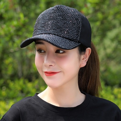 Korean version of summer fashion rhine-diamond Baseball Cap Chic woman Outdoor Tourism Sun Shade Leisure Sun Cap