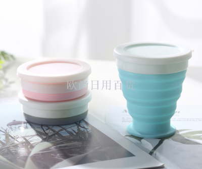Cross-Border Hot Selling Folding Silica Gel Cup Cup Outdoor Student Coffee Mug 200 Ml350ml Adjustable Cup