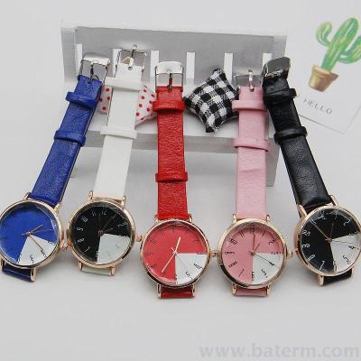 College style fashion hot selling simple small dial ladies two-color Mosaic digital belt watch quartz women's watch
