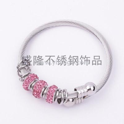 Stainless Steel Sweet Style Accessories Korean Bracelet Women's Simple Drip with Beads Fashion Bracelet Jewelry Factory Direct Sales
