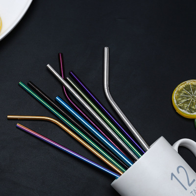 Colorful Food Grade 304 Stainless Steel Color Straw Set Beverage Coffee Milk Tea Metal Straw Customized Wholesale