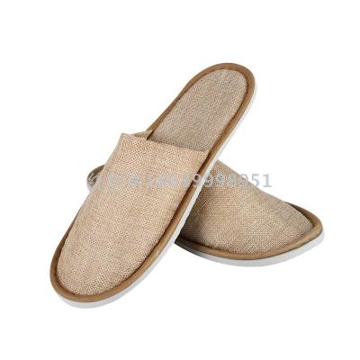 Sequoia Hotel Homestay Slippers Custom Logo Factory Direct Supply Linen Willow Leaf Pattern Non-Slip Sole