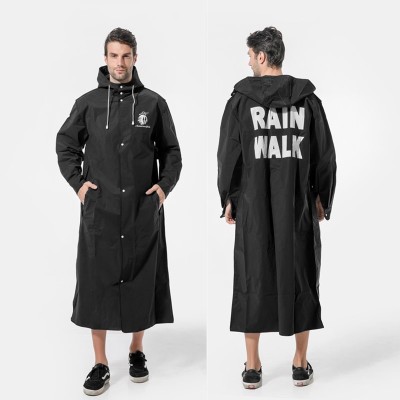 Black Eva Raincoat Fashion Brand Long Men's Outdoor Travel Custom Logo Pattern Allen Raincoat Poncho Manufacturer