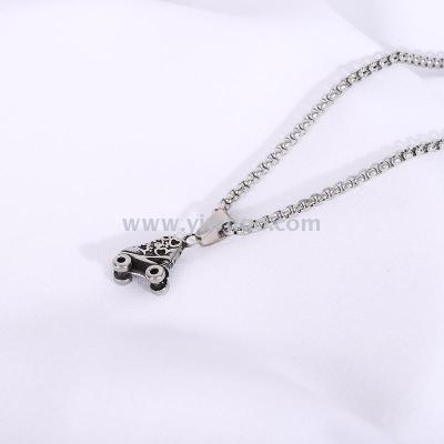 European and American Stainless Steel Fitness Necklace Personalized Skates Titanium Steel Necklace Pendant Fashion Men Ornament Factory Direct Sales