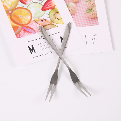 Fruit Fork Small Fork Stainless Steel Creative Fashion Korean Style Set Fruit Toothpick Fruit Insert Dessert Cake Fork