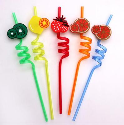 Stall Fruit Straw Disposable Plastic Cartoon Soft Rubber Shape Tube Cute Bar Party Creative Decoration Suction