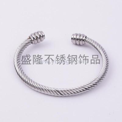 Trendy Cool Twist Open-End Adjustable Steel Wire All-Match Bracelet Factory Direct Sale Fashion Men's and Women's Style