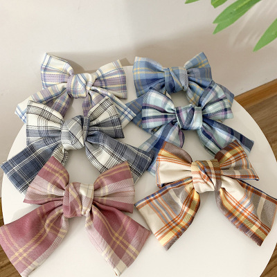 Teenage jk uniform with Plaid Hairpin Spring with bow Clip South Korea's Ins Web celebrity hair Ornament
