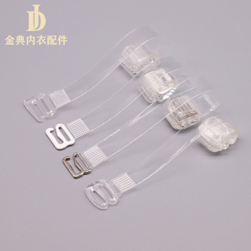 factory direct sales transparent finished shoulder strap stainless steel buckle white glue buckle frosted invisible shoulder strap underwear accessories
