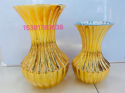 Middle East Golden Glass Vase Electroplated Golden Glass Vase Crafts