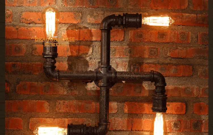 Simple designer style American village industrial creative Iron art restaurant wall light bar Loft water wall light