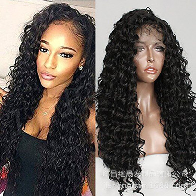 Factory Direct Sales Chemical Fiber Wigs with Small Curly Hair Best Seller in Europe and America Front Lace Synthetic Wigs Kinkycury