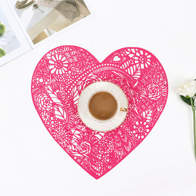 Japanese-Style 38cm Insulation Placemat PVC Heart Shaped Spacer Western-Style Placemat Hollow Heat Insulation Non-Slip Coaster