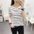 Spot short sleeve T-shirt Black and white striped round neck half sleeve top student's new Korean summer dress slim top