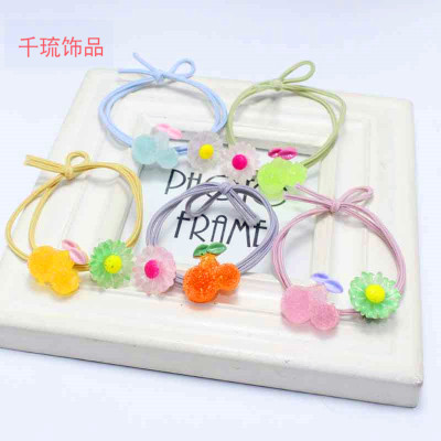 Korean Style New Fruit Hair Ring Popular Internet Celebrity Small Chrysanthemum Rubber Band Stall Hot Sale Fruit Drop Hair Rope Gift