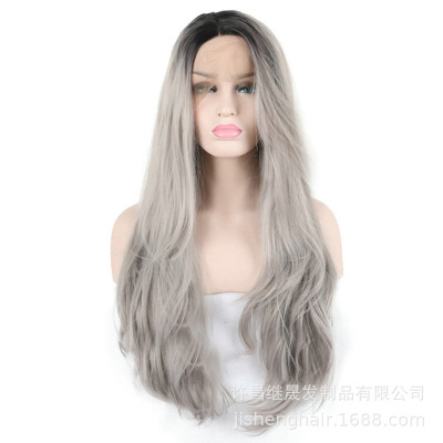European and American Personalized Chemical Fiber Wig T Color Wavy Hair Half Hand Crocheting Former Lace Head Cap EBay AliExpress Hot Sale
