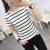 Spot short sleeve T-shirt Black and white striped round neck half sleeve top student's new Korean summer dress slim top