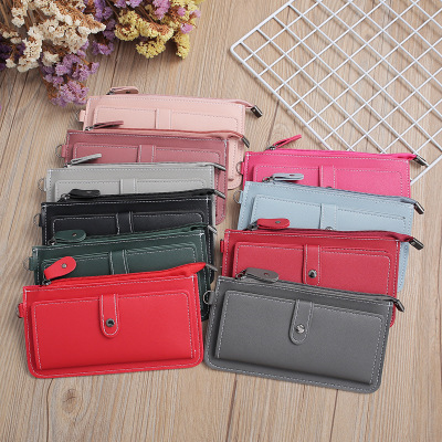 European and American Ladies Wallet long fashion gun color dark buckle Wallet Large capacity multifunctional hand with a small wallet leather bag