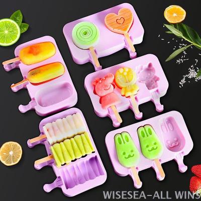 DIY ice cream silicone mold with 50 sticks and a cover lid rabbit snowman bear 