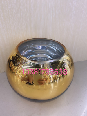 Electroplating Gold Silver Mirror Glass Vase round Gold Spherical Flower European Creative Restaurant