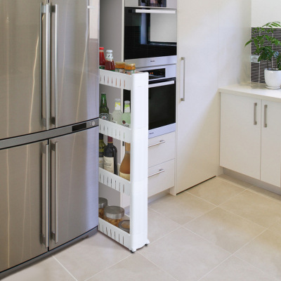 Plastic rack Plastic sandwiching shelf with pulley refrigerator kitchen slot shelf bathroom shelf