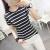 Spot short sleeve T-shirt Black and white striped round neck half sleeve top student's new Korean summer dress slim top
