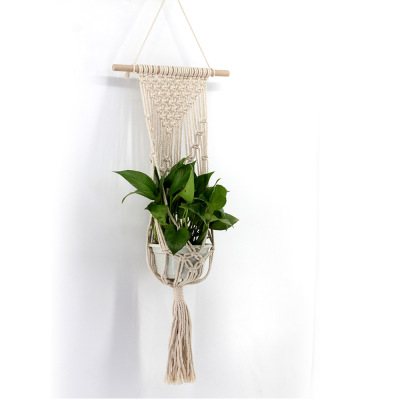 Nordic Style Hand-Woven Wall Hanging Flower Pot Hanging Net Pocket Wall Hangings Hanging Basket Bohemian Wall Hanging Ms7225