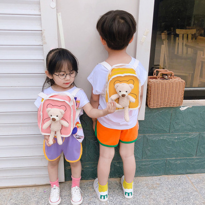 Children's Bag  New Cartoon Bear Canvas Mini Backpack Kindergarten Schoolbag Baby doll Satchel