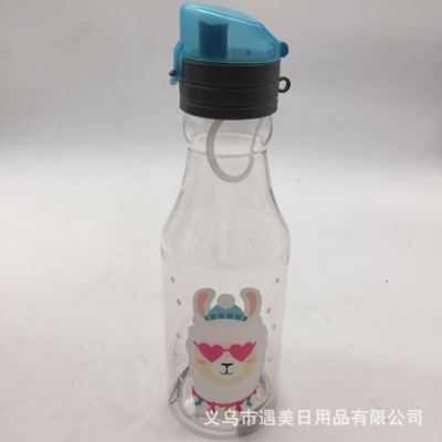 2020 New Cartoon Fashion Water Cup Straw Plastic Water Bottle Leakproof Fall Handy Cup Factory Wholesale