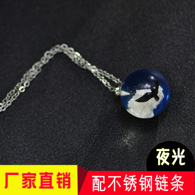 Fashion Creative Blue Sky and White Clouds Necklace Spherical Resin Small Birds Eagle Sky Clouds Ornament AliExpress