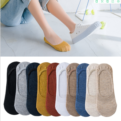 Spring/summer new Japanese pure color invisible socks silicone antiskid lady's socks candy color light mouth boat soc