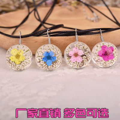 Korean vintage true flower two-color daffodil necklace natural handmade accessories spring and autumn dry flower pendant accessories