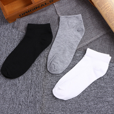 Men's stall socks pure color terylene gift socks four seasons boat socks shallow mouth socks run wholesale manufacturers